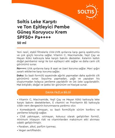 Soltis Anti-Spot and Tone-Equalizing Pink Sunscreen Cream SPF50+ Pa++++ 50 ml - Buy Online on GoSupps.com