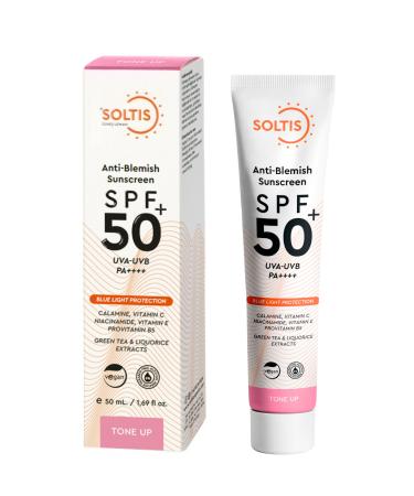 Soltis Anti-Spot and Tone-Equalizing Pink Sunscreen Cream SPF50+ Pa++++ 50 ml - Buy Online on GoSupps.com