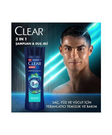 Clear Men 3 In 1 Shampoo & Shower Gel Refreshing Menthol For Hair Face Body 350ml X3 - Buy Online on GoSupps.com