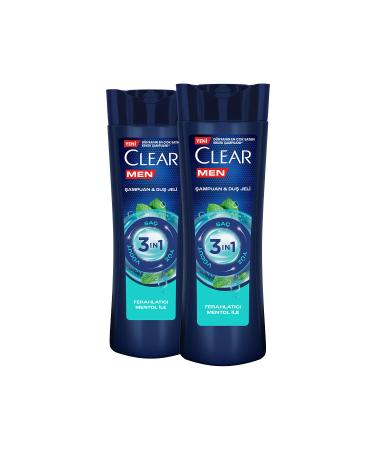 Clear Men 3 in 1 Shampoo & Shower Gel Refreshing Menthol For Hair Face Body 350 ml x2 - Buy Online on GoSupps.com