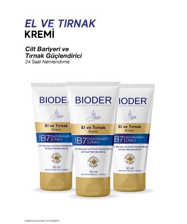 Bioder Hand and Nail Cream Skin Barrier and Nail Strengthener 50 Ml - Vitamin B7 Niacinamide Zinc 2 Pack - Buy Online on GoSupps.com