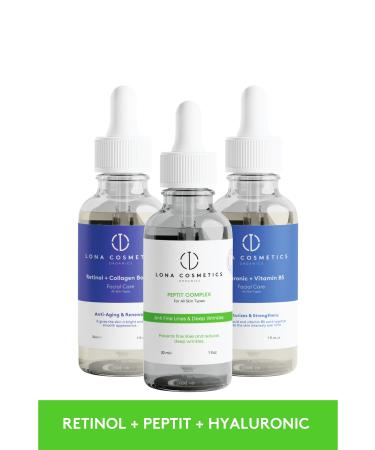 Lona Cosmetics Care Set Retinol+Collagen Serum Peptide Complex Serum Hyaluronic+B5 Serum