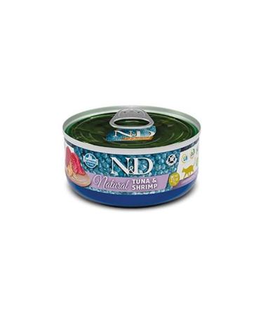 N & D Natural Tuna Fish and Shrimp Canned Cat Food 140 Gr