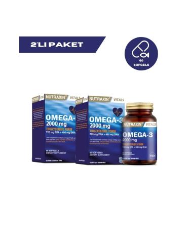 Nutraxin Omega 3 2000 mg 60 Capsules | Pack of 2