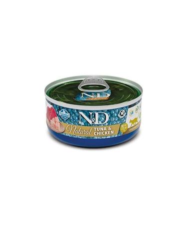 N & D Natural Tuna Fish and Chicken Canned Cat Food 140 Gr