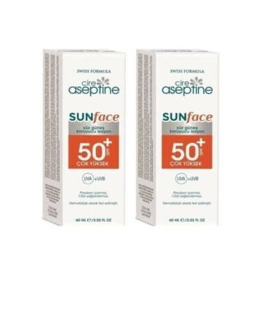 Cire Aseptine Sunface Spf50+ High Protection Uva+uvb Face Sunscreen Lotion 60 ml (2 Pieces)
