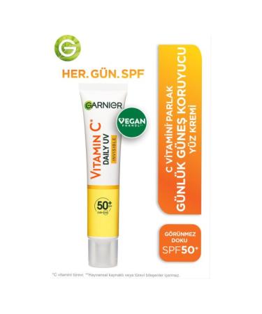 Garnier Vitamin C Radiant Daily Sunscreen Fluid Face Cream Invisible Texture SPF50+ 40ml