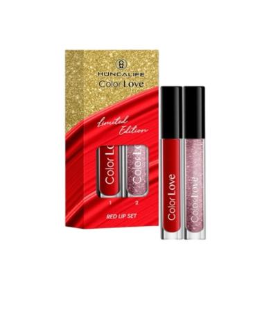 Huncalife Color Love Matte Liquid Lipstick Red Color Love Glitter Lip Gloss