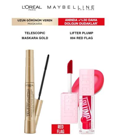 Maybelline New York Loreal Telescopic Mascara Long Lashes-Maybelline Lifter Plump Smooth Full Lips 004
