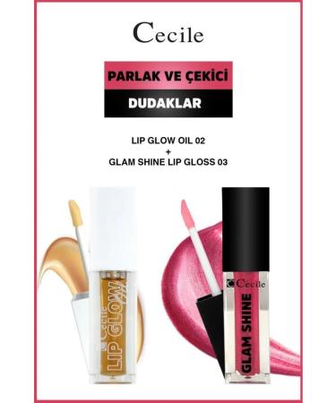 Cecile Glam Shine-Lip Oil Shiny Lips Care and Makeup Set 02-03