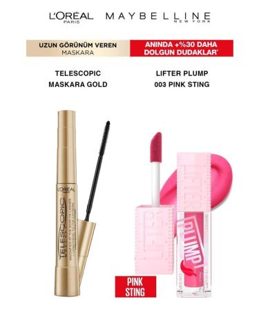 Maybelline New York Loreal Telescopic Mascara Long Lashes-Maybelline Lifter Plump Smooth Full Lips 003