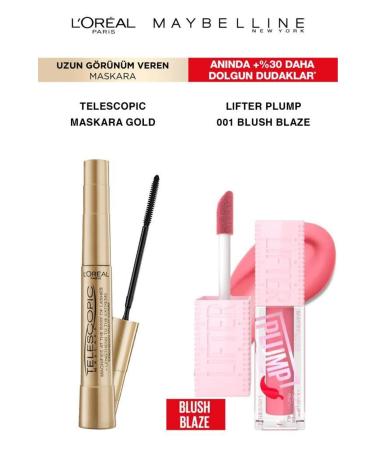 Maybelline New York Loreal Telescopic Mascara Long Lashes-Maybelline Lifter Plump Smooth Full Lips 001