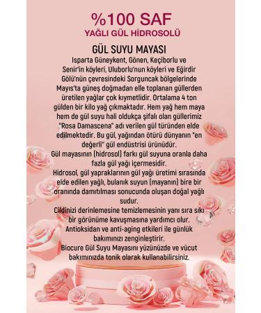 Biocure Rose Water Yeast 0 Pure Oil Rose Hydrosol - Brightening and Pore Tightening Tonic 150 Ml - Buy Online on GoSupps.com