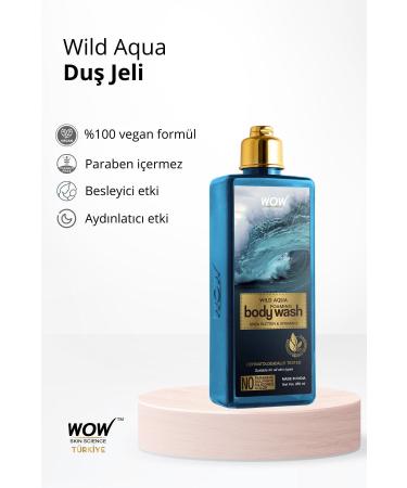 WOW Skin Science Wild Aqua Bath Shower Gel-Natural Content Pure Shea Butter (Paraben Sulfate Silicone and Color Free)250ml - Buy Online on GoSupps.com