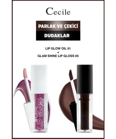 Cecile Glam Shine-Lip Oil Shiny Lips Care and Makeup Set 01-05