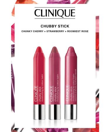Clinique Chubby Stick Moisturizing Tint Brightener Chunky Cherry-Strawberry-Roomiest Rose
