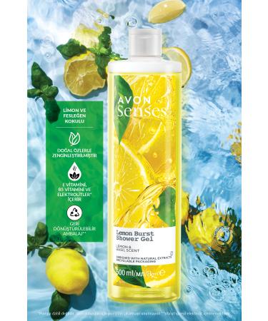Avon Senses Lemon Burst Lemon and Basil Scented Shower Gel 500 Ml. Set of Two - Buy Online on GoSupps.com