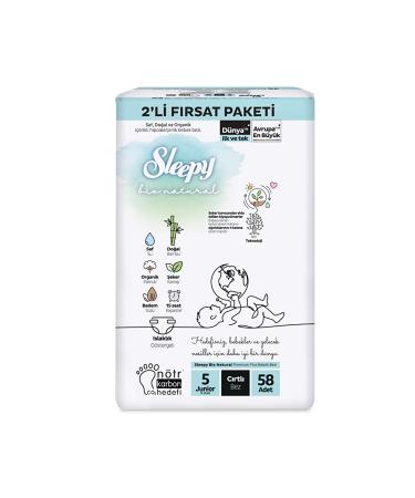 Sleepy Bio Natural 2 Pack Opportunity Size 5 Junior Diaper 58 pcs