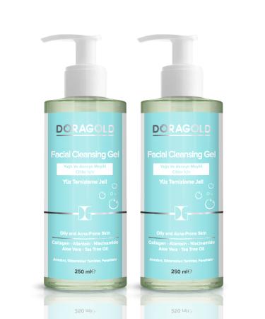 Doragold Oily and Acne/Pimple Prone Skin Facial Cleansing Gel Collagen Allantoin Niacinamide 250ml 2-Pack