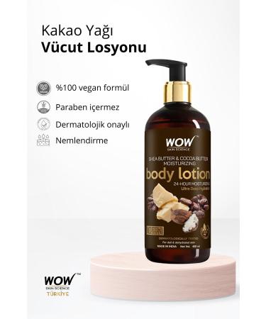 WOW Skin Science Shea Butter & Cocoa Butter Moisturizing Body Lotion - 85 Natural Ingredients - Deep Moisturizing 400ml - Buy Online on GoSupps.com
