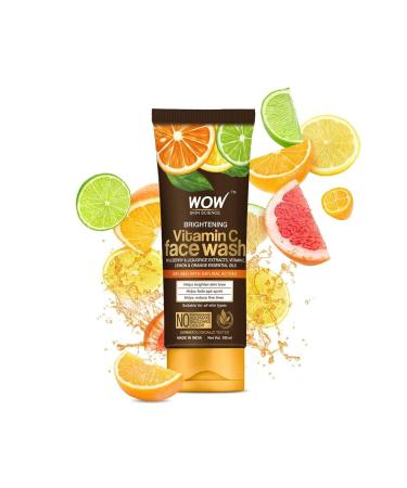 WOW Skin Science Vitamin C Face Wash Gel - 7 Natural Ingredients - Brightening Deep Cleansing Skin Smoothing 100ml - Buy Online on GoSupps.com