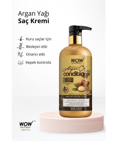 WOW Skin Science Moroccan Argan Oil Conditioner - Natural Ingredients - Moisturizing Frizz Control Nourishing 500ml - Buy Online on GoSupps.com