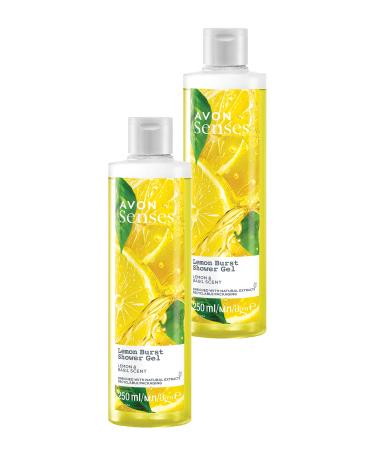 Avon Senses Lemon Burst Lemon and Basil Scented Shower Gel 250 Ml. Set of Two