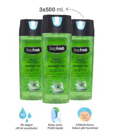 Deep Fresh Practical Cover Shower Gel Fresh Menthol 3 X 500 Ml - Buy Online on GoSupps.com