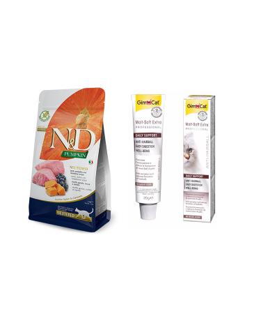 N & D Grain-Free Sterilized Lamb Cat Food 3 kg + Gimcat Malt 20 gr