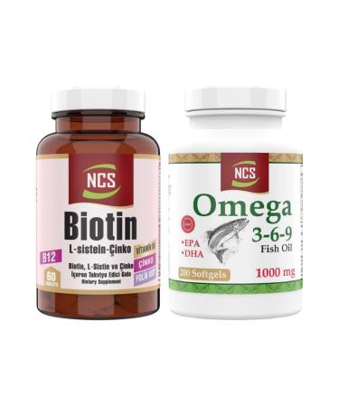 Ncs Omega 3 6 9 Fish Oil 1000 Mg 200 Capsules Biotin 60 Tablets 2 Products in 1