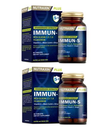Nutraxin Immun-s 60 Capsules Vitamin C + Black Cumin + Ginger X2 Pieces