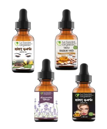 Le'Sandre Organics Lavender Oil & Castor Oil Cold Pressed Eyebrow & Lash Care & Hair Care & Sweet Almond Oil