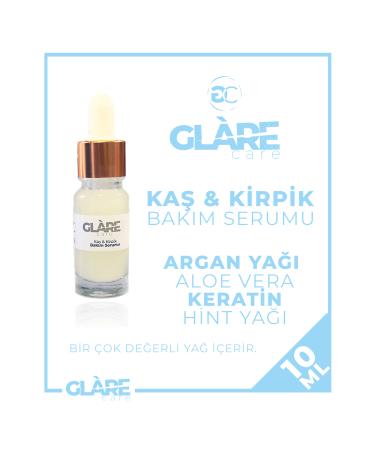 Glare Care Eyebrow & Eyelash Nourishing Growth Care Serum Keratin Argan Aloe Vera Castor Oil 10ml