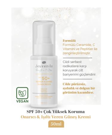 Jeuvenile SPF 50+ Repairing & Brightening Sun Cream 50 ml (Ceramide Vitamin C Peptides) - Buy Online on GoSupps.com