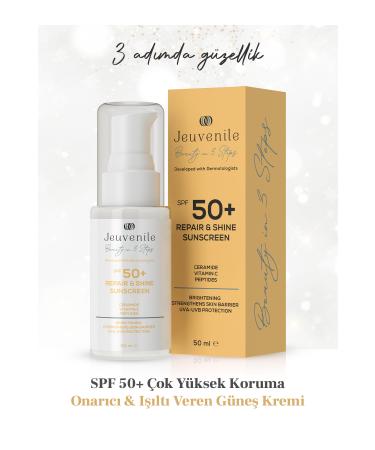 Jeuvenile SPF 50+ Repairing & Brightening Sun Cream 50 ml (Ceramide Vitamin C Peptides) - Buy Online on GoSupps.com