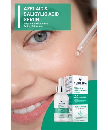 Viaderma Azelaic & Salicylic Acid Serum Face Serum for Oily Acne Prone Skin Types 30 ml - Buy Online on GoSupps.com