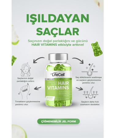 Lifecell Hair Vitamins Vitamin C Biotin Zinc - Hair Vitamin - Food Supplement - Buy Online on GoSupps.com