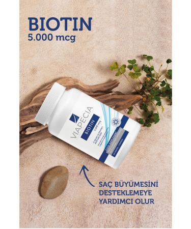 Viapecia Biotin 5000 Mg Vitamin Containing Supplementary Food Healthy Hair Skin & Nails 60 Capsules - Buy Online on GoSupps.com