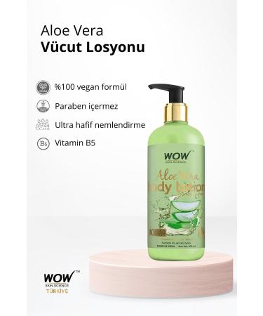 WOW Skin Science Aloe Vera Body Lotion - 5 Natural Ingredients - Ultra Light Moisturizer 400ml - Buy Online on GoSupps.com