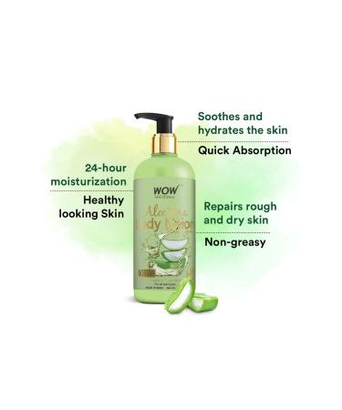 WOW Skin Science Aloe Vera Body Lotion - 5 Natural Ingredients - Ultra Light Moisturizer 400ml - Buy Online on GoSupps.com