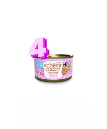 Schesir Chicken and Salmon Kitten Canned Food 70 gr X 4