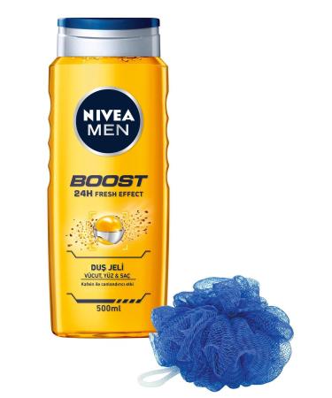 NIVEA Men Boost Shower Gel 500 Ml + Fiber