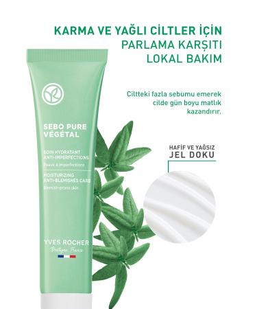 Yves Rocher SEBO PURE VEGETAL GEL CREAM ACNE PRONE SKIN-ZINC-HERBAL SALICYLIC ACID-ALLANTOIN-40G KEYON1238 - Buy Online on GoSupps.com