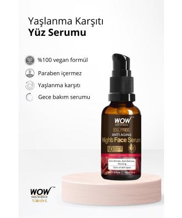 WOW Skin Science Anti-Aging Night Face Serum- 5 Natural Ingredients-Oil-Free Anti-Wrinkle Anti-Dullness 50ml - Buy Online on GoSupps.com