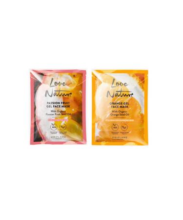 Oriflame Love Nature 2 Pack Gel Face Mask with Organic Orange Seed and Passion Fruit Oil