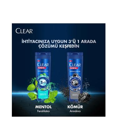 Clear Men 3 In 1 Shampoo & Shower Gel Purifying Charcoal For Hair Face Body 350 ml - Buy Online on GoSupps.com