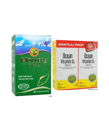 Mollers Fish Oil 60 Capsules + Vitamin D3 1000IU Spray 20ml 2 Pack