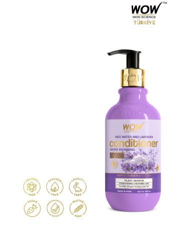 WOW Skin Science Rice Water Conditioner- 2 Natural Ingredients-Lavender Oil Amino Acid Zinc Vitamins B and C 300ml