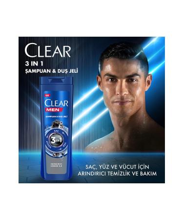 Clear Men 3 In 1 Shampoo & Shower Gel Purifying Charcoal For Hair Face Body 350 ml - Buy Online on GoSupps.com