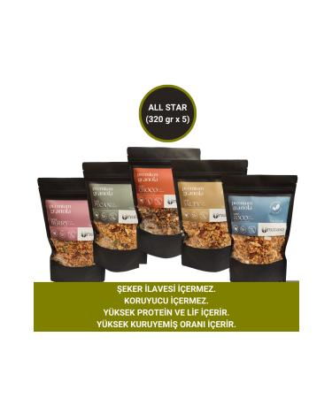 nutaso nutrition taste solutions ALL STAR - Mix Granola (320 GR X 5) (PECAN CHOCO SALTY COCO BERRY GRANOLA)